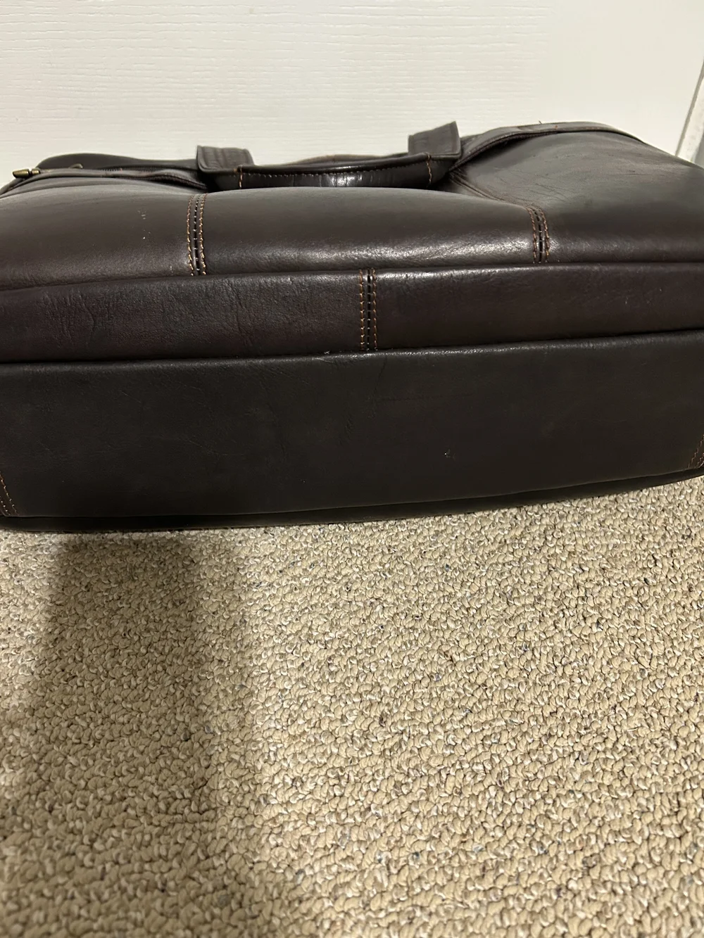 Samsonite leather top loader laptop carry on satchel briefcase dark brown